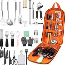 33 dele/45 dele campingmadlavningssæt - Bilcamping Essentielt udstyr til campingkøkken, grill, picnics, grillfester, RV-telt, campingvogn, gaveidé