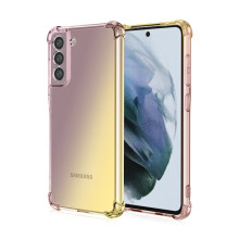 Compatible con Samsung Galaxy S22 - Funda de silicona inteligente a prueba de golpes, color negro/dorado.