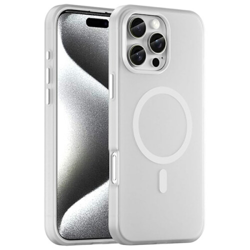 Capa MagSafe Slim Fosca Branca Compatível com iPhone 16 Pro Max