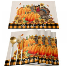 Set van 4 placemats voor Thanksgiving en de herfst, antislip placemats voor de eettafel, herfsttafelmatten voor Thanksgiving en de herfstdecoratie