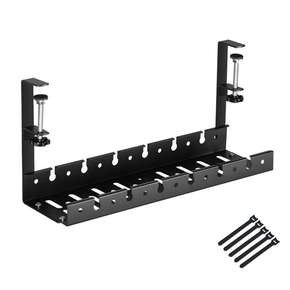 Space Saving Retractable Under Table Cable Tray With-Black 40Cm 7755001209701