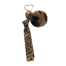 Vintage zoete en coole luipaardprint sleutelhanger-haarbal