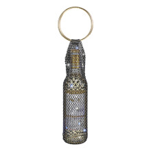 Sacs à vin en maille strass, poignée en métal, sac pour-Noir