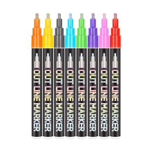 YiFudd 1,5 ml Dream Double Line Outline Pen Sæt Gør-det-selv Håndkontopen Farve Metal Double Line Highlighter