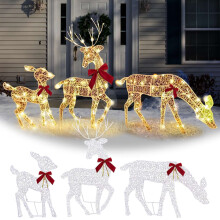Offerte autunnali: set di 3 cervi luminosi, decorazioni natalizie per esterni, compatibili con ornamenti da giardino.