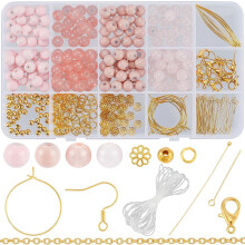 1 caja de 200 cuentas de cristal de 8 mm, cuentas redondas rosas a granel para kit de fabricación de pulseras, suministros de bricolaje para