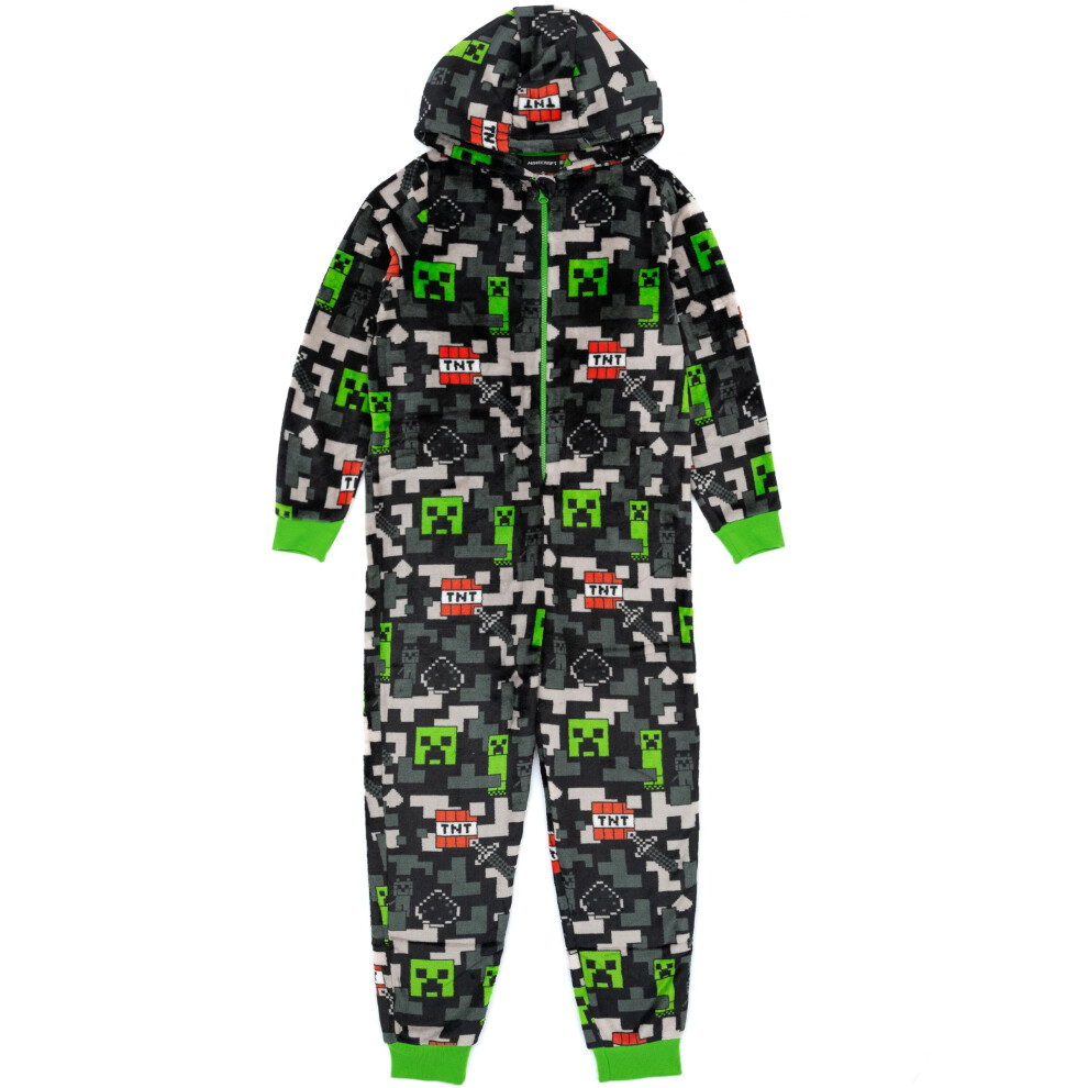 Minecraft (13-14 Years) Onesie (Boys Multicoloured) Green