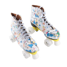 Durable Quad Skates White Graffiti Design
