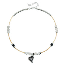 Tweekleurige ketting met onregelmatige harthanger voor casual of