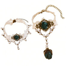 Ensemble collier et Bracelet assorti en dentelle, accessoires-B