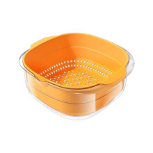 Yonrjhukm Dubbellaags Afwateringsmand, Groente- en Fruitmand, Koelkastmand, Plastic Keukenmand, Groentewasmand