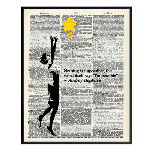 Εκτύπωση γκράφιτι με απόφθεγμα της Audrey Hepburn - Αφίσα street art με κίνητρα για