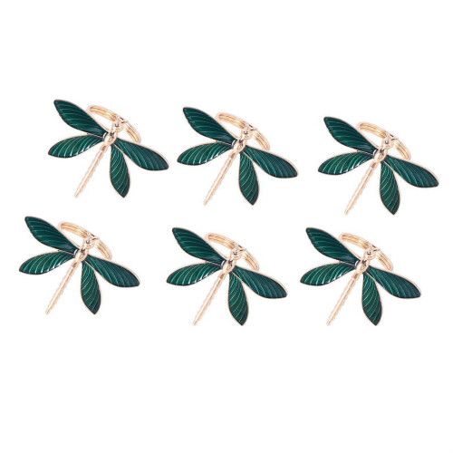Lot de 6 ronds de serviette en métal vert