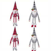 Fermacravatta per tende a tema Babbo Natale - Classico accessorio decorativo natalizio in poliestere rosso e grigio
