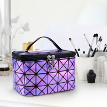 Borsa per trucchi da viaggio Sparkle di grande capacità, organizer cosmetico impermeabile in pelle PU per donna, portatile con maniglia -