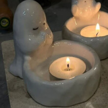 Spookvormige kaarsenhouder voor pompoenkaarsen, 2 stijlen