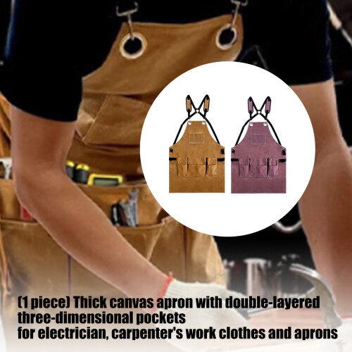 Canvas Work Apron Designed for Durability Padded Straps-Purple 2