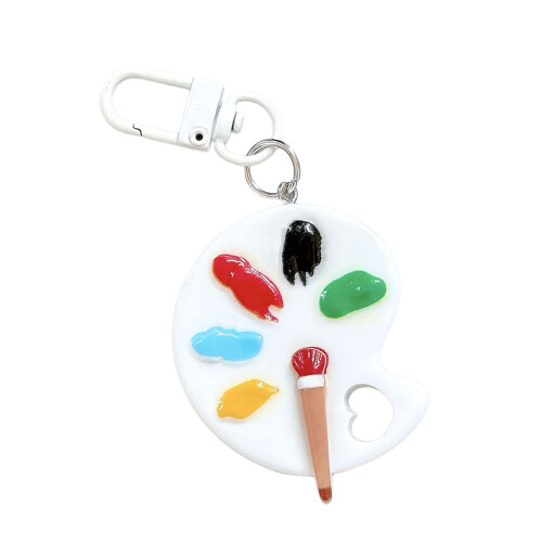 Colorful Candy Tone Paint Palette Keychain Miniature-White