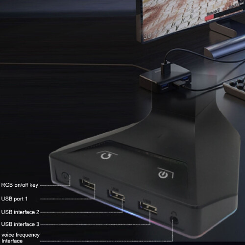 RGB Gaming Headset Stand with 3 USB