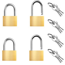Hengelås med nøkler, Happon 4 stk. mini solid hengelås, bagasjelås for dører, skur, lager, garasje, skap - 30 mm