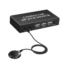 DP KVM  2 Port 8K@30Hz Displayport1.2  2 in 1 Out with 3 USB2.0 Port for 2 PC Laptop Share Keyboard Mouse
