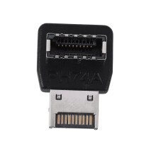 Adaptateur USB 3.1 Type-E pour carte mère d'ordinateur, coude à 90 degrés, connecteur Type-C avant installé (PH74A)