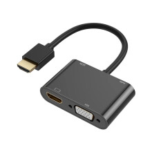 -Kompatibel mit VGA+ und 3,5-mm-Audio: 3-in-1-Konverter für PC mit zwei Bildschirmen und Netzteil