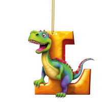 Adornos navideños de dinosaurios con 26 letras en inglés
