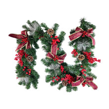 Guirlanda artificial de pinheiro com folhagem para decoração de Natal