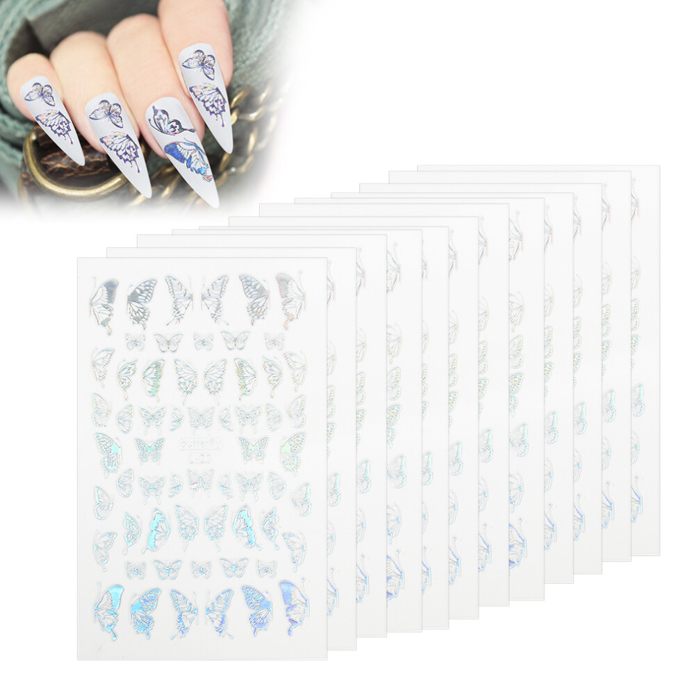 Silver Gold Butterfly Nail Decals