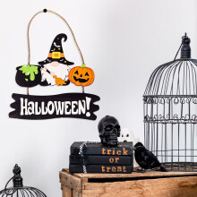 Drewniana ozdoba wisząca Federra z dyni, kompatybilna z dekoracją drzwi na Halloween, drewniany znak ścienny, dekoracja festiwalowa w kształcie