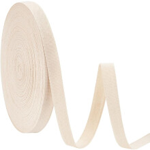 Cinta de sarga de algodón beige de 55 yardas, 0,63 pulgadas de ancho, cinta de costura resistente, cinta de algodón de alta densidad para costura,