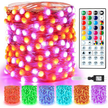 YZhouD Halloween Fairy String Lights, 20 meter, 200 LED's met kleurverandering en afstandsbediening, meerkleurige regenboog kerstboomverlichting voor