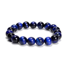 Pulsera de cuentas redondas de ojo de tigre azul 6 mm 8 mm 10 mm 7,5 pulgadas