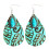 Vintage leather water drop earrings with blue turquoise 1