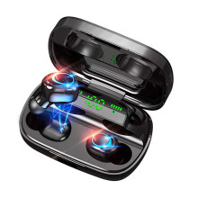 Trådlösa Bluetooth-hörlurar, Bluetooth 5.0 med digital LED-skärm, 3500mAh-fodral, 135 timmars speltid, IPX5-vattentät, inbyggd mikrofon