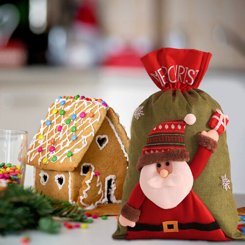 Julemandens slikpose, foldbar gavepose til jul, 22x13,77