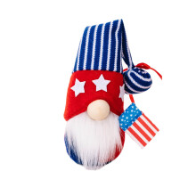 Poupée naine Begine B, bonnet tricoté pour la fête de l'Indépendance, décoration drapeau américain, figurine patriotique, ornement de bureau,