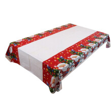 Nappe de Noël BODOAO 108 x 178 cm, motif Père Noël et bonhomme de neige, imperméable et jetable, idéale pour les fêtes de fin d'année. Motif