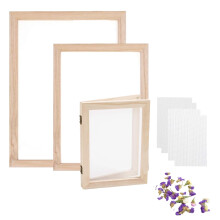 Kit de 3 peças para confecção de papel com molduras de 3 tamanhos e flores secas para artesanato DIY - 5x7, 7,5x9,8, 9,8x13 polegadas