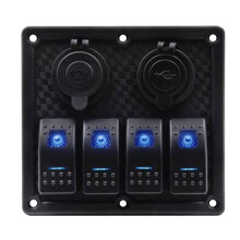 Marine Rocker Switch Panel Waterproof with Dual USB 12V-24V