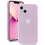 Capa protetora de silicone à prova de choque, compatível com iPhone 13, com estampa de coração, para meninas. Cor: roxa. 1