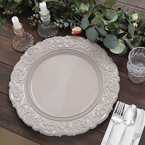 Baroque Plastic Charger Plates 14 Inch Round 6 Pack 2