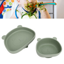 Olive Green Panda Baby Suction Plate