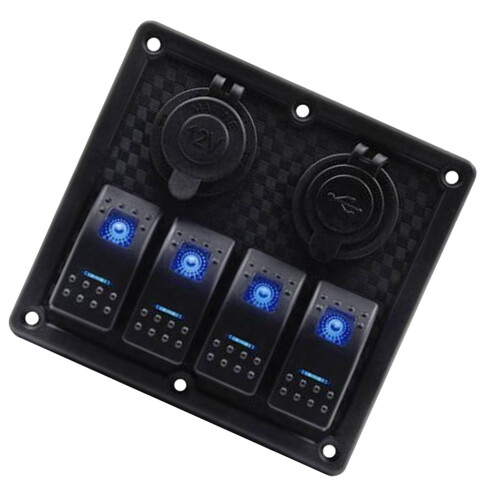 Marine Rocker Switch Panel Waterproof with Dual USB 12V-24V 1