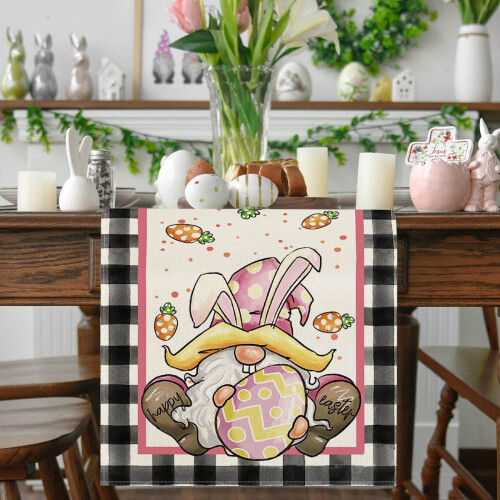 Ostertischläufer – Vintage-Hasen- und Eier-Print 1