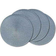 Round braided placemats set of 4 light blue 15 inch