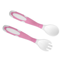 Baby Fork Spoon Set Self Feeding Pink