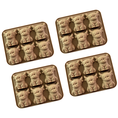 Dichtes Mini-Tablett in Rinderform für-Braun, 4er-Pack