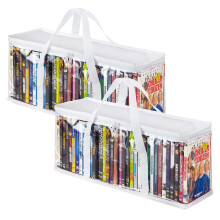 DVD storage bags set white with handles and zipper
